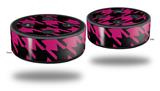 Skin Wrap Decal Set 2 Pack for Amazon Echo Dot 2 - Houndstooth Hot Pink on Black (2nd Generation ONLY - Echo NOT INCLUDED)