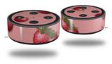Skin Wrap Decal Set 2 Pack for Amazon Echo Dot 2 - Strawberries on Pink (2nd Generation ONLY - Echo NOT INCLUDED)