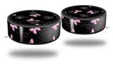 Skin Wrap Decal Set 2 Pack for Amazon Echo Dot 2 - Pastel Butterflies Pink on Black (2nd Generation ONLY - Echo NOT INCLUDED)