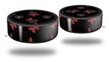 Skin Wrap Decal Set 2 Pack for Amazon Echo Dot 2 - Pastel Butterflies Red on Black (2nd Generation ONLY - Echo NOT INCLUDED)