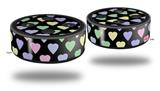 Skin Wrap Decal Set 2 Pack for Amazon Echo Dot 2 - Pastel Hearts on Black (2nd Generation ONLY - Echo NOT INCLUDED)