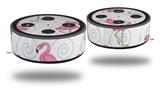 Skin Wrap Decal Set 2 Pack for Amazon Echo Dot 2 - Flamingos on White (2nd Generation ONLY - Echo NOT INCLUDED)