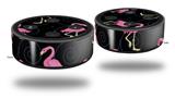 Skin Wrap Decal Set 2 Pack for Amazon Echo Dot 2 - Flamingos on Black (2nd Generation ONLY - Echo NOT INCLUDED)