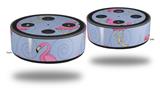 Skin Wrap Decal Set 2 Pack for Amazon Echo Dot 2 - Flamingos on Blue (2nd Generation ONLY - Echo NOT INCLUDED)