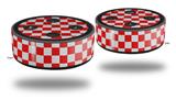 Skin Wrap Decal Set 2 Pack for Amazon Echo Dot 2 - Checkered Canvas Red and White (2nd Generation ONLY - Echo NOT INCLUDED)