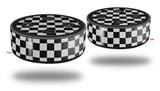 Skin Wrap Decal Set 2 Pack for Amazon Echo Dot 2 - Checkered Canvas Black and White (2nd Generation ONLY - Echo NOT INCLUDED)