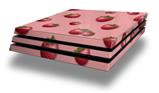 Vinyl Decal Skin Wrap compatible with Sony PlayStation 4 Pro Console Strawberries on Pink (PS4 NOT INCLUDED)