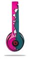 WraptorSkinz Skin Decal Wrap compatible with Beats Solo 2 and Solo 3 Wireless Headphones Ripped Colors Hot Pink Seafoam Green Skin Only (HEADPHONES NOT INCLUDED)