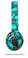 WraptorSkinz Skin Decal Wrap compatible with Beats Solo 2 and Solo 3 Wireless Headphones Scattered Skulls Neon Teal Skin Only (HEADPHONES NOT INCLUDED)