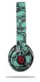 WraptorSkinz Skin Decal Wrap compatible with Beats Solo 2 and Solo 3 Wireless Headphones Scattered Skulls Seafoam Green Skin Only (HEADPHONES NOT INCLUDED)