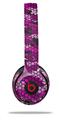 WraptorSkinz Skin Decal Wrap compatible with Beats Solo 2 and Solo 3 Wireless Headphones HEX Mesh Camo 01 Pink Skin Only (HEADPHONES NOT INCLUDED)