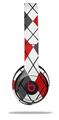 WraptorSkinz Skin Decal Wrap compatible with Beats Solo 2 and Solo 3 Wireless Headphones Argyle Red and Gray Skin Only (HEADPHONES NOT INCLUDED)