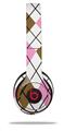 WraptorSkinz Skin Decal Wrap compatible with Beats Solo 2 and Solo 3 Wireless Headphones Argyle Pink and Brown Skin Only (HEADPHONES NOT INCLUDED)