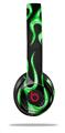 WraptorSkinz Skin Decal Wrap compatible with Beats Solo 2 and Solo 3 Wireless Headphones Metal Flames Green Skin Only (HEADPHONES NOT INCLUDED)