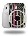 WraptorSkinz Skin Decal Wrap compatible with Fujifilm Mini 8 Camera Painted Faded and Cracked Pink Line USA American Flag (CAMERA NOT INCLUDED)
