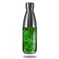 Skin Decal Wrap for RTIC Water Bottle 17oz Flaming Fire Skull Green (BOTTLE NOT INCLUDED)