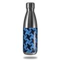 Skin Decal Wrap for RTIC Water Bottle 17oz Retro Houndstooth Blue (BOTTLE NOT INCLUDED)