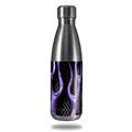 Skin Decal Wrap for RTIC Water Bottle 17oz Metal Flames Purple (BOTTLE NOT INCLUDED)