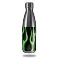 Skin Decal Wrap for RTIC Water Bottle 17oz Metal Flames Green (BOTTLE NOT INCLUDED)