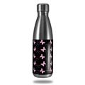 Skin Decal Wrap for RTIC Water Bottle 17oz Pastel Butterflies Pink on Black (BOTTLE NOT INCLUDED)