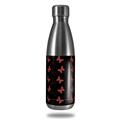 Skin Decal Wrap for RTIC Water Bottle 17oz Pastel Butterflies Red on Black (BOTTLE NOT INCLUDED)