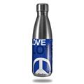 Skin Decal Wrap for RTIC Water Bottle 17oz Love and Peace Blue (BOTTLE NOT INCLUDED)