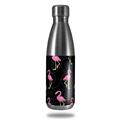 Skin Decal Wrap for RTIC Water Bottle 17oz Flamingos on Black (BOTTLE NOT INCLUDED)