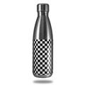 Skin Decal Wrap for RTIC Water Bottle 17oz Checkered Canvas Black and White (BOTTLE NOT INCLUDED)