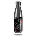 Skin Decal Wrap for RTIC Water Bottle 17oz Twisted Garden Gray and Red (BOTTLE NOT INCLUDED)