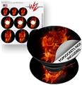 Decal Style Vinyl Skin Wrap 3 Pack for PopSockets Flaming Fire Skull Orange (POPSOCKET NOT INCLUDED)