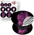 Decal Style Vinyl Skin Wrap 3 Pack for PopSockets Flaming Fire Skull Hot Pink Fuchsia (POPSOCKET NOT INCLUDED)