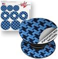Decal Style Vinyl Skin Wrap 3 Pack for PopSockets Retro Houndstooth Blue (POPSOCKET NOT INCLUDED)