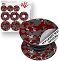 Decal Style Vinyl Skin Wrap 3 Pack for PopSockets WraptorCamo Old School Camouflage Camo Red Dark (POPSOCKET NOT INCLUDED)