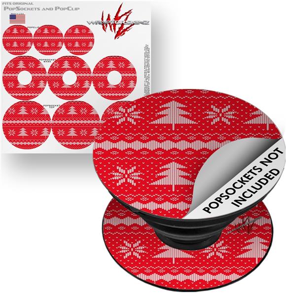 Christmas sticker Red sweater Skin Fits Pop socket sticker Decal For the PopSockets  For Popcup  decor Tablet Grip Stand iPhone skin Round