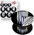 Decal Style Vinyl Skin Wrap 3 Pack for PopSockets Brushed USA American Flag Blue Line (POPSOCKET NOT INCLUDED)