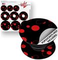Decal Style Vinyl Skin Wrap 3 Pack for PopSockets Lots of Dots Red on Black (POPSOCKET NOT INCLUDED)