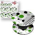 Decal Style Vinyl Skin Wrap 3 Pack for PopSockets Lots of Dots Green on White (POPSOCKET NOT INCLUDED)