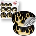 Decal Style Vinyl Skin Wrap 3 Pack for PopSockets Metal Flames Yellow (POPSOCKET NOT INCLUDED)