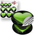 Decal Style Vinyl Skin Wrap 3 Pack for PopSockets Glass Heart Grunge Green (POPSOCKET NOT INCLUDED)