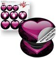 Decal Style Vinyl Skin Wrap 3 Pack for PopSockets Glass Heart Grunge Hot Pink (POPSOCKET NOT INCLUDED)