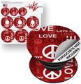 Decal Style Vinyl Skin Wrap 3 Pack for PopSockets Love and Peace Red (POPSOCKET NOT INCLUDED)