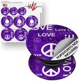 Decal Style Vinyl Skin Wrap 3 Pack for PopSockets Love and Peace Purple (POPSOCKET NOT INCLUDED)