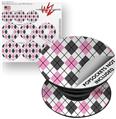 Decal Style Vinyl Skin Wrap 3 Pack for PopSockets Argyle Pink and Gray (POPSOCKET NOT INCLUDED)