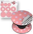 Decal Style Vinyl Skin Wrap 3 Pack for PopSockets Pastel Flowers on Pink (POPSOCKET NOT INCLUDED)