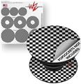 Decal Style Vinyl Skin Wrap 3 Pack for PopSockets Checkered Canvas Black and White (POPSOCKET NOT INCLUDED)