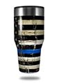 Skin Decal Wrap for Walmart Ozark Trail Tumblers 40oz Painted Faded Cracked Blue Line Stripe USA American Flag (TUMBLER NOT INCLUDED)
