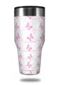 Skin Decal Wrap for Walmart Ozark Trail Tumblers 40oz Pastel Butterflies Pink on White (TUMBLER NOT INCLUDED)