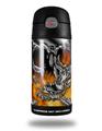 Skin Decal Wrap for Thermos Funtainer 12oz Bottle Chrome Skull on Fire (BOTTLE NOT INCLUDED)