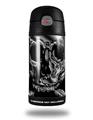 Skin Decal Wrap for Thermos Funtainer 12oz Bottle Chrome Skull on Black (BOTTLE NOT INCLUDED)