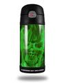 Skin Decal Wrap for Thermos Funtainer 12oz Bottle Flaming Fire Skull Green (BOTTLE NOT INCLUDED)